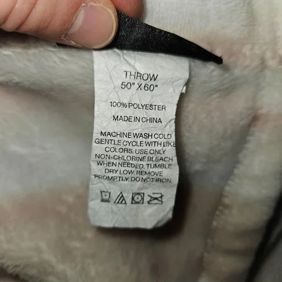 DKNY Pink White Tan Striped Blanket Throw Soft Fleece 50x60